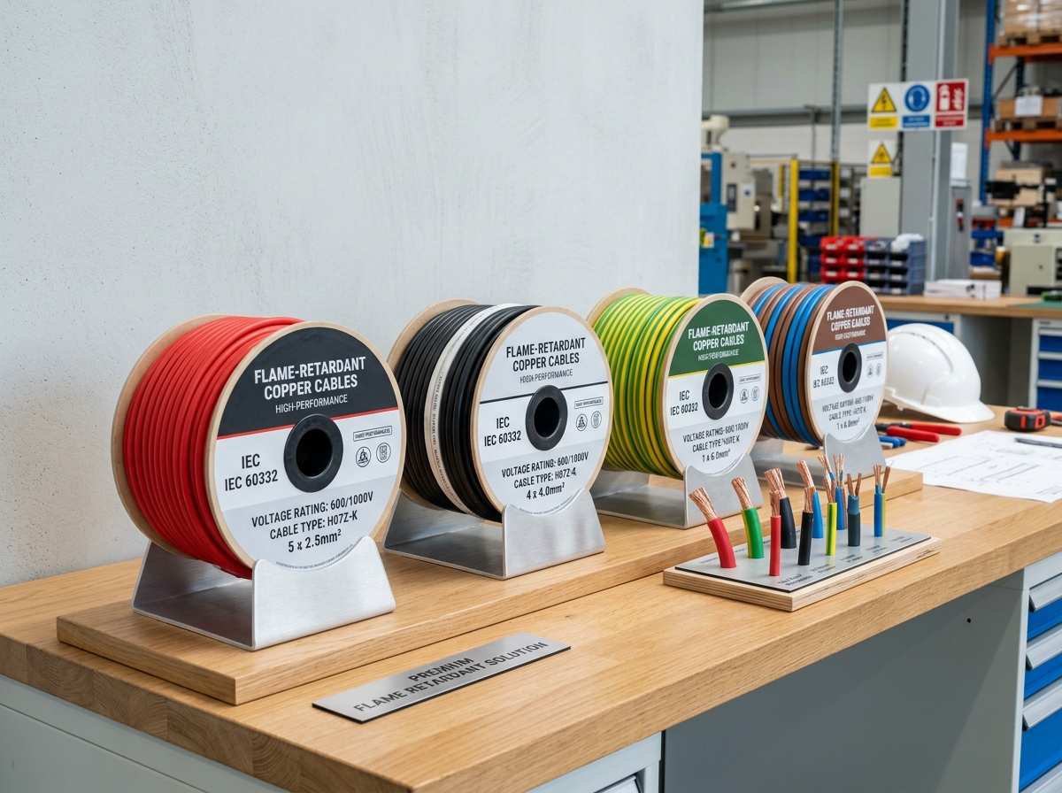 Neat rolls of premium flame-retardant copper electrical cables