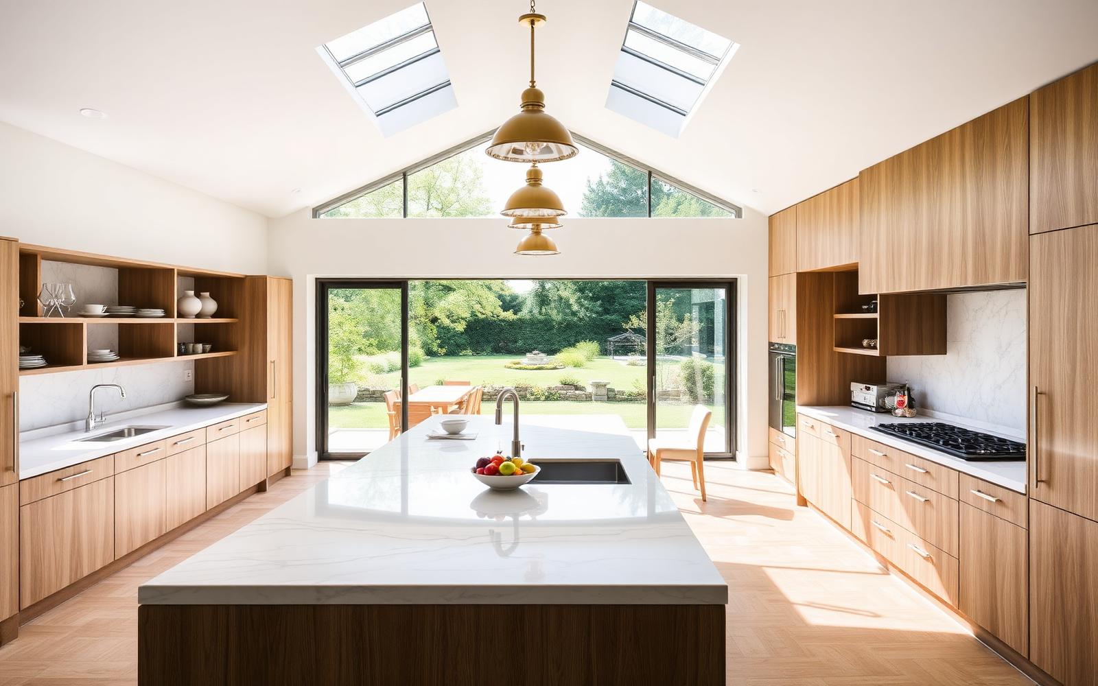 Garden Villa: Warm Modernist kitchen in Chattarpur, Delhi